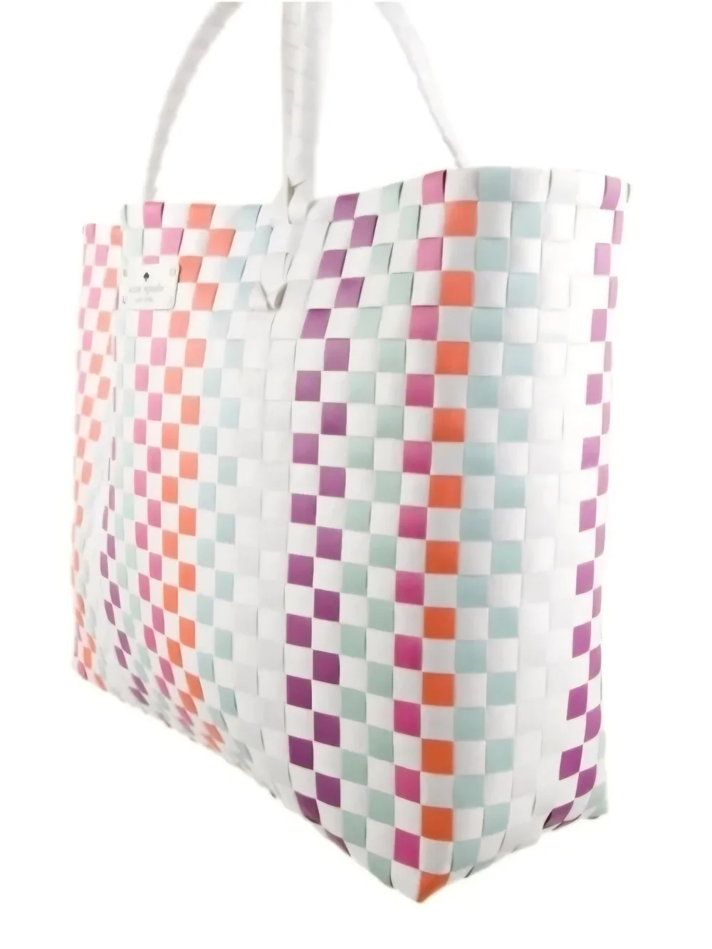 Kate Spade Multicolored Checker Woven Tote
